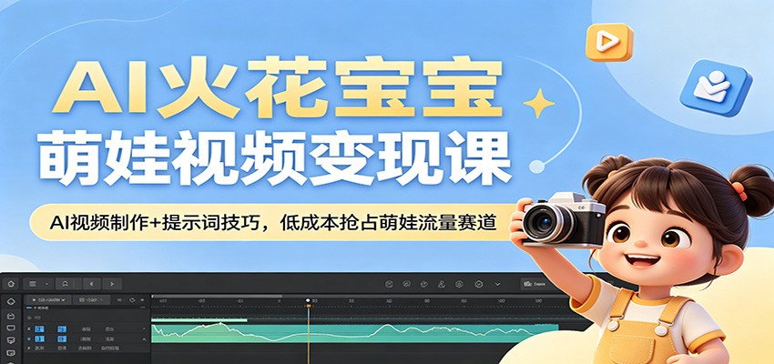 AI火花宝宝萌娃视频变现课：AI视频制作+提示词技巧，低成本抢占萌娃流量赛道 - 觅资源