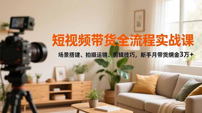 短视频带货全流程实战课，场景搭建、拍摄运镜、剪辑技巧，新手月带货佣金3万+|YX网创