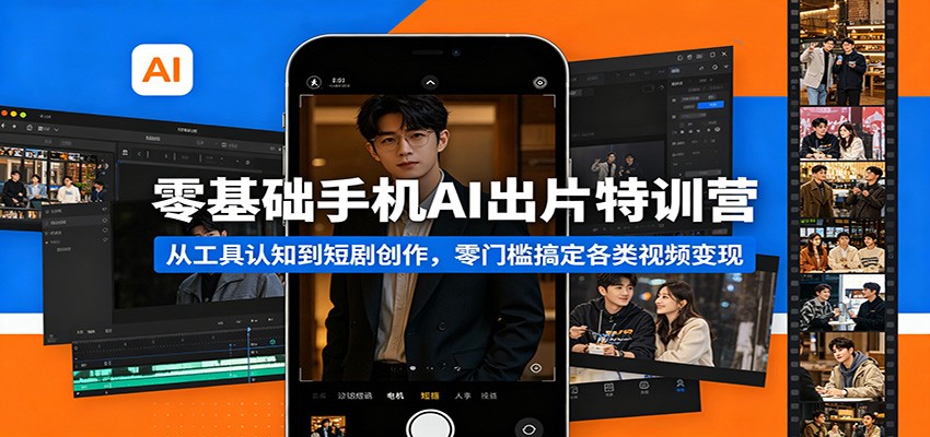 零基础手机AI出片特训营：从工具认知到短剧创作，零门槛搞定各类视频变现 - 觅资源