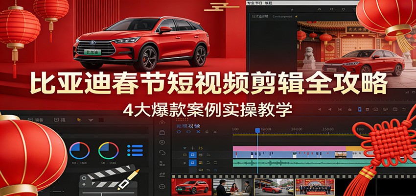 比亚迪春节短视频剪辑全攻略，4大爆款案例实操教学|中创学习社