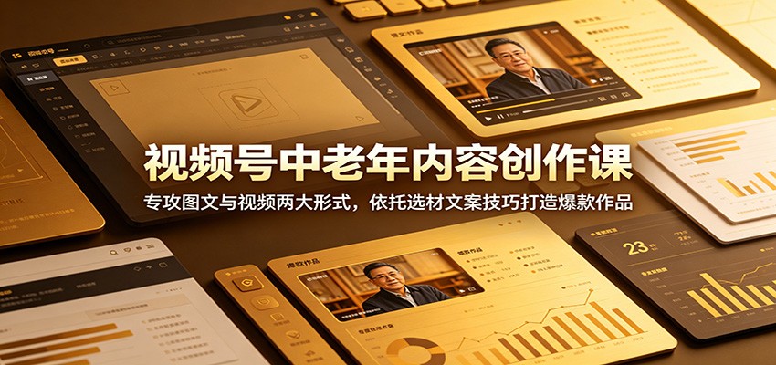 视频号中老年内容创作课：专攻图文与视频两大形式，依托选材文案技巧打造爆款作品 - 觅资源