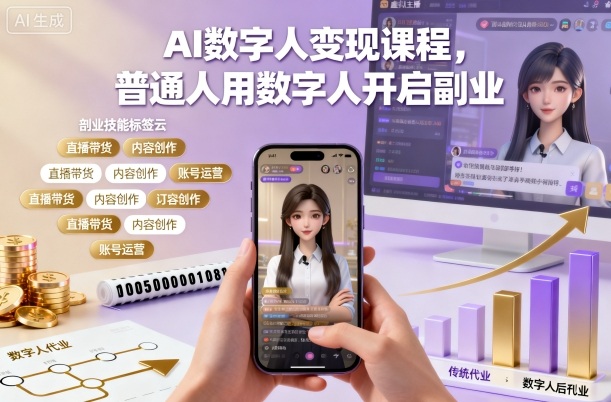 AI数字人变现课程，普通人用数字人开启副业|YX网创