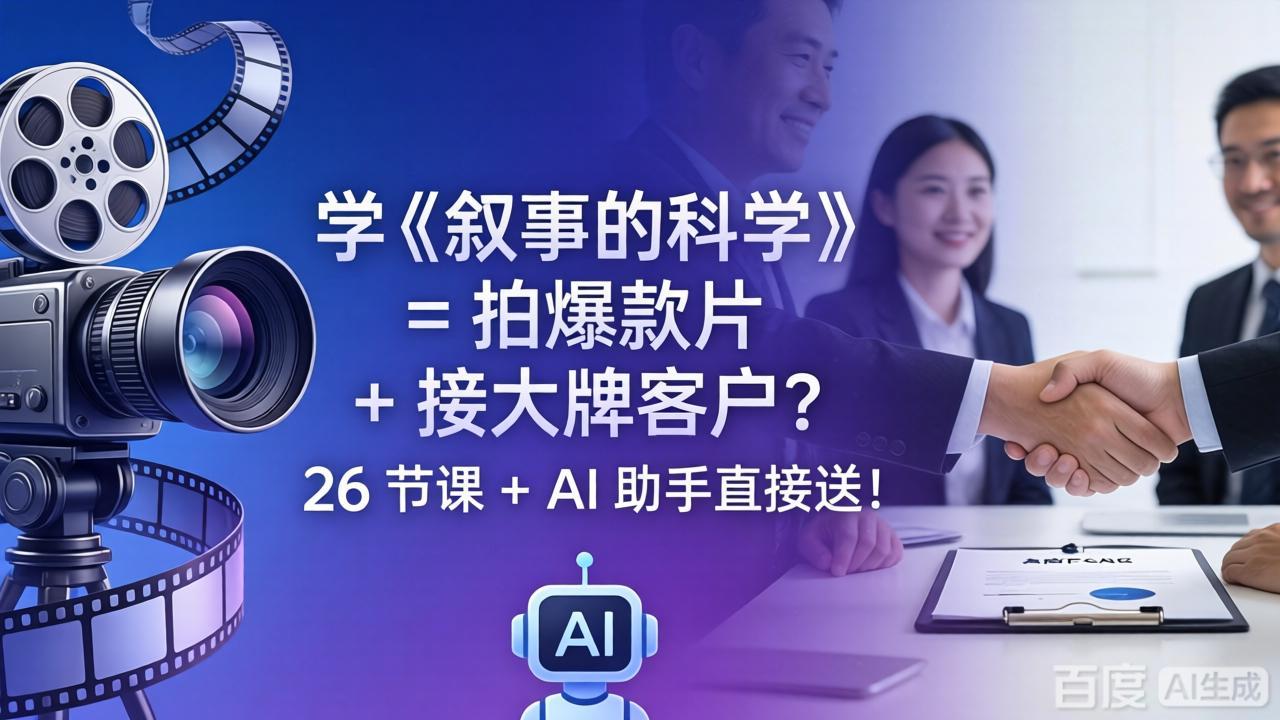 学《叙事的科学》= 拍爆款片 + 接大牌客户？26 节课 + AI 助手直接送！ - 觅资源