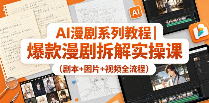 AI漫剧系列教程｜爆款漫剧拆解实操课(剧本+图片+视频全流程) - 觅资源