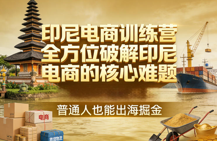 印尼电商训练营，全方位破解印尼电商的核心难题，普通人也能出海掘金|中创学习社