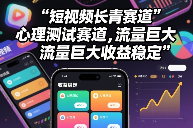 短视频长青赛道，心里测试赛道，流量巨大，收益稳定|YX网创