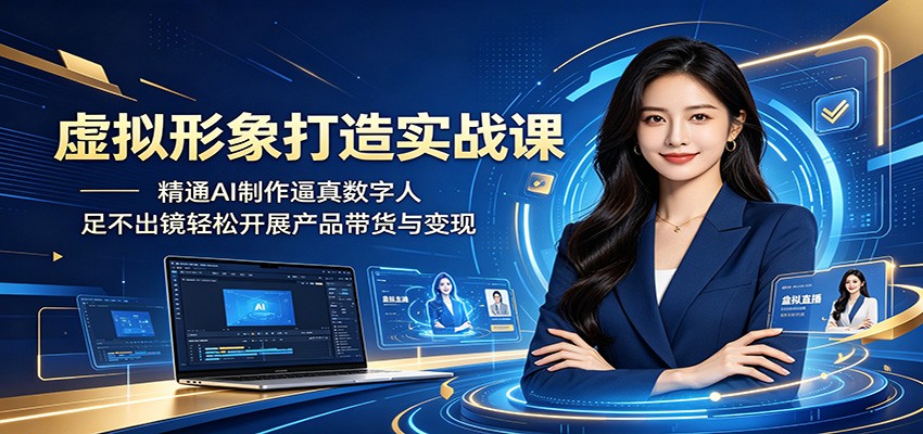 虚拟形象打造实战课：精通AI制作逼真数字人，足不出镜轻松开展产品带货与变现 - 觅资源