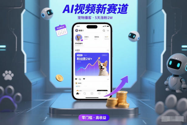 AI视频新赛道，宠物播客仅注册5天涨粉2W，收益非常可观|YX网创
