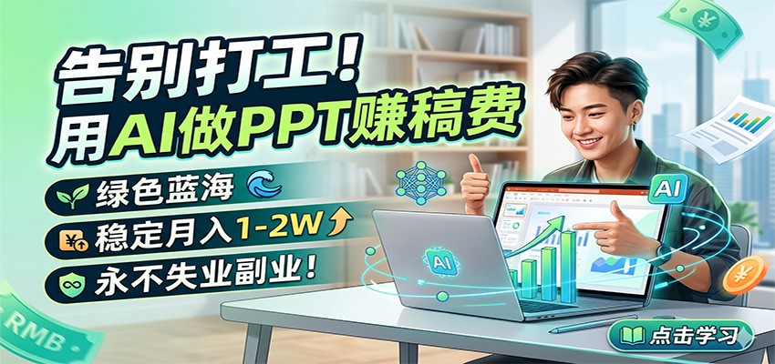 告别打工！用AI做PPT赚稿费，绿色蓝海，稳定月入1-2W，永不失业副业！ - 觅资源