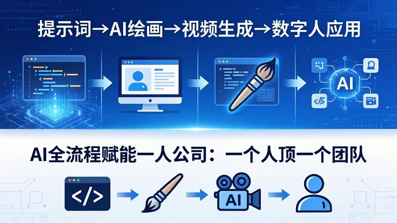 AI全流程赋能一人公司：提示词、绘画、视频、数字人、编程，一个人顶一个团队 - 觅资源