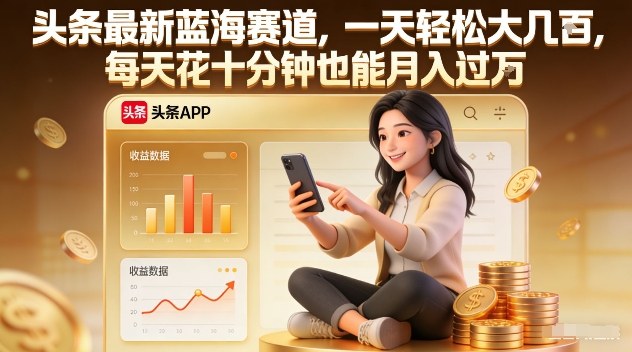 头条最新蓝海赛道，一天轻松大几张，每天花十分钟也能月入过1W【揭秘】|中创学习社
