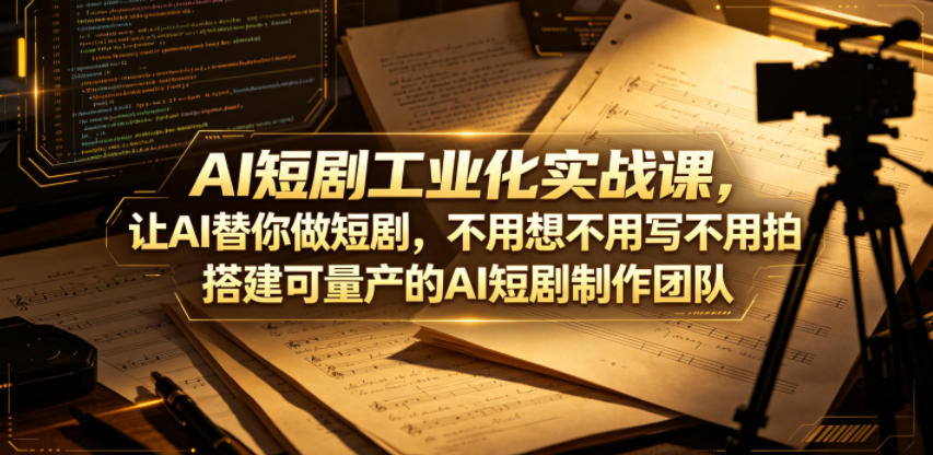 AI短剧工业化实战课，让AI替你做短剧，不用想不用写不用拍，搭建可量产的AI短剧制作团队 - 觅资源