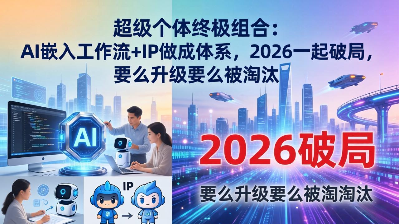 超级个体终极组合：AI嵌入工作流+IP做成体系，2026一起破局，要么升级要么被淘汰 - 觅资源