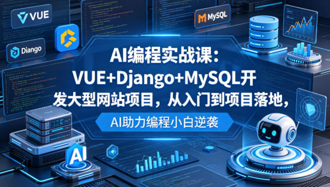 AI编程实战课：VUE+Django+MySQL开发大型网站项目，从入门到项目落地，AI助力编程小白逆袭 - 觅资源