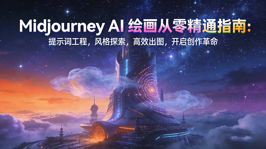 Midjourney AI绘画从零精通指南：提示词工程，风格探索，高效出图，开启创作革命|YX网创