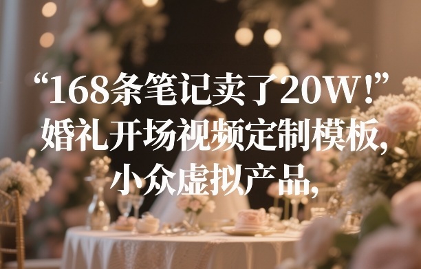 168条笔记卖了20W！婚礼开场视频定制模板，小众虚拟产品|中创学习社