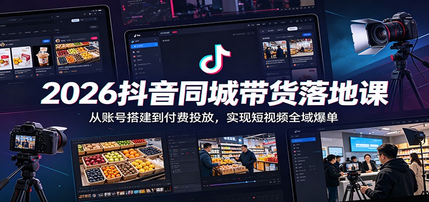 2026抖音同城带货落地课：从账号搭建到付费投放，实现短视频全域爆单 - 觅资源