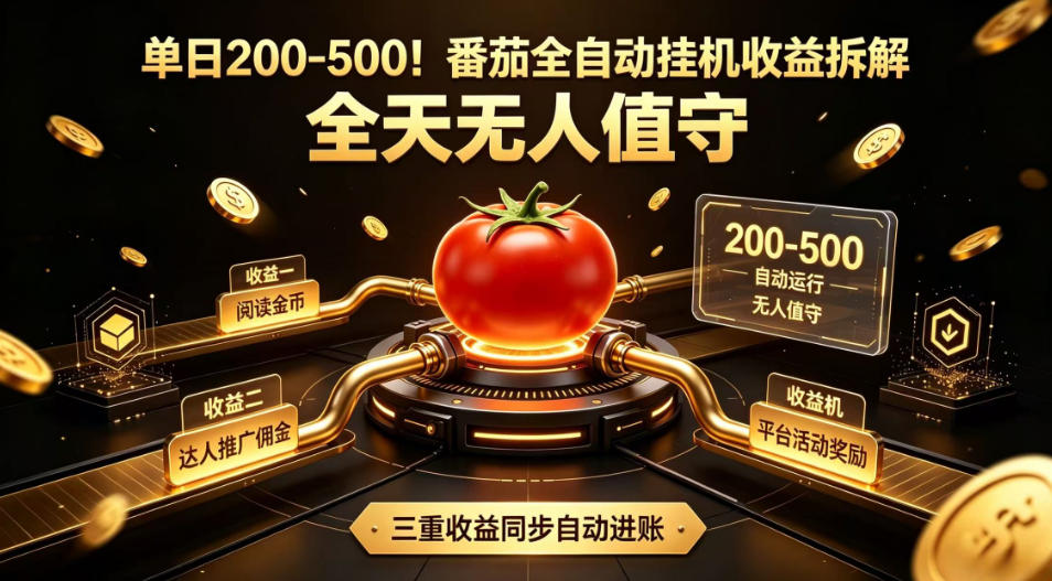 单日200-500！番茄全自动挂G收益拆解，全天无人值守，矩阵操作收益翻倍【揭秘】 - 觅资源