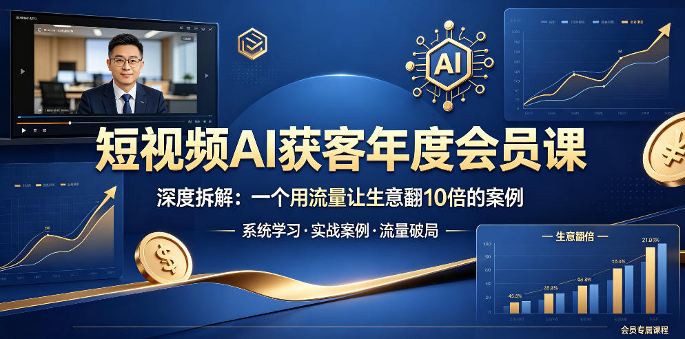 短视频AI获客年度会员课，深度拆解，一个用流量让生意翻10倍的案例 - 觅资源