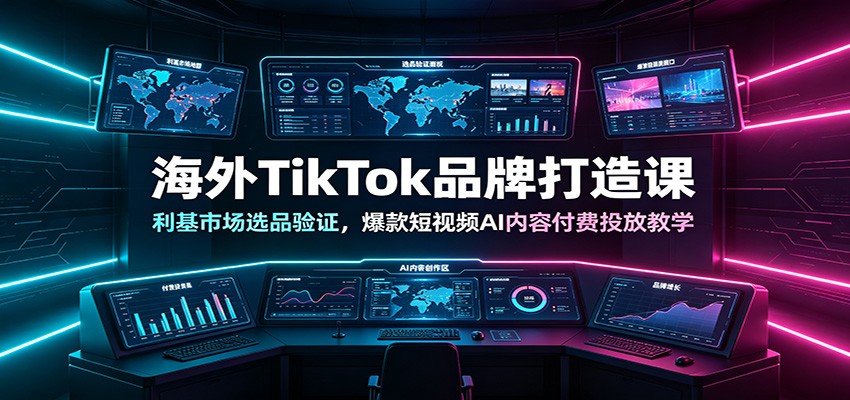 海外TikTok品牌打造课：利基市场选品验证，爆款短视频AI内容付费投放教学 - 觅资源