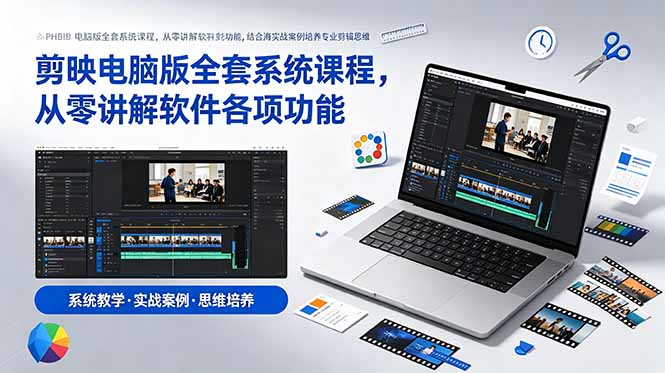 剪映电脑版全套系统课程，从零讲解软件各项功能，结合海量实战案例培养专业剪辑思维 - 觅资源