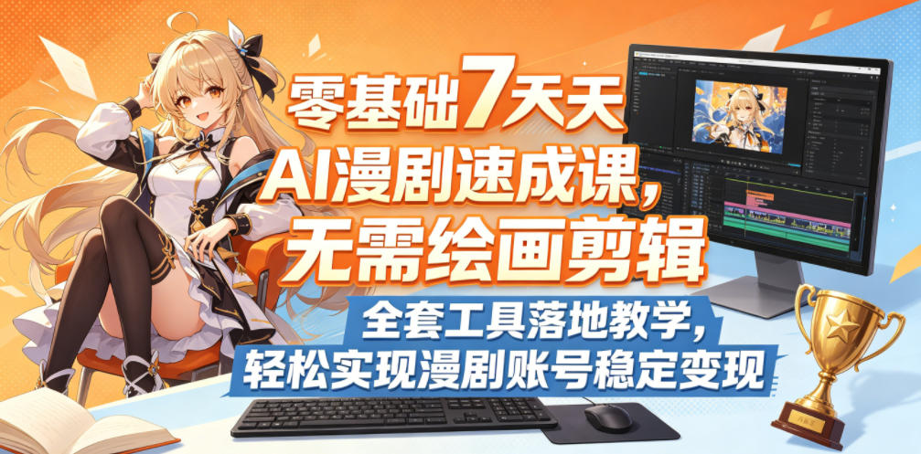 零基础7天AI漫剧速成课，无需绘画剪辑，全套工具落地教学，轻松实现漫剧账号稳定变现 - 觅资源
