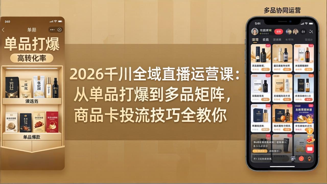 2026千川全域直播运营课：从单品打爆到多品矩阵，商品卡投流技巧全教你 - 觅资源