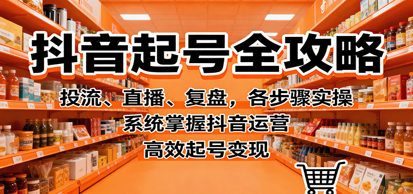 抖音起号全攻略，投流、直播、复盘，各步骤实操，系统掌握抖音运营，高效起号变现|YX网创