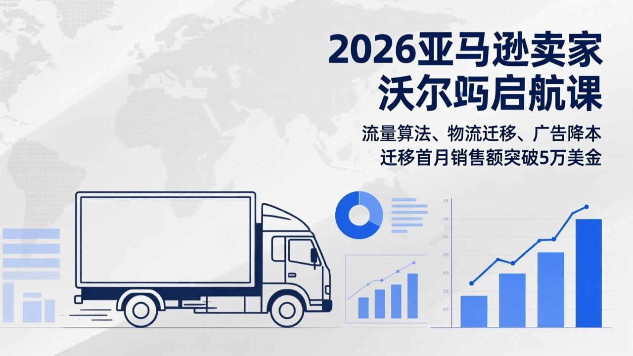 2026亚马逊卖家沃尔玛启航课，流量算法、物流迁移、广告降本，迁移首月销售额突破5万美金|中创学习社