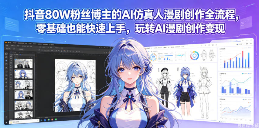 抖音80W粉丝博主的AI仿真人漫剧创作全流程，零基础也能快速上手，玩转AI漫剧创作变现 - 觅资源