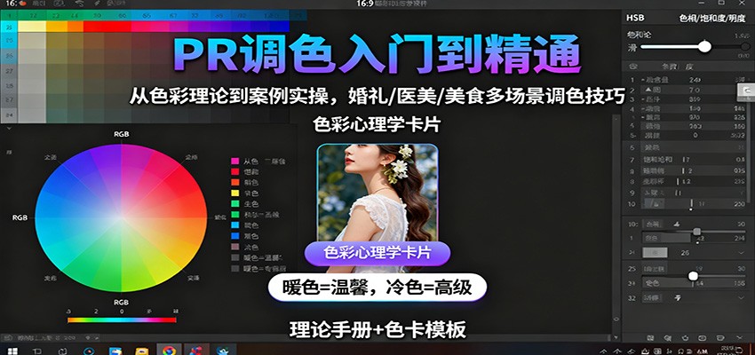PR调色入门到精通：从色彩理论到案例实操，婚礼/医美/美食多场景调色技巧|YX网创