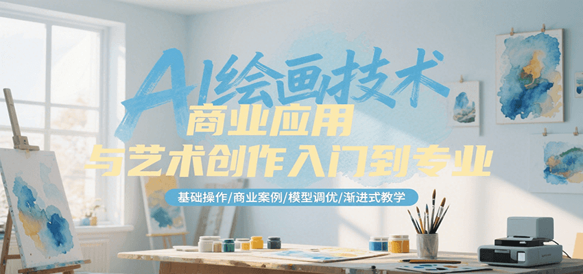 AI绘画技术商业应用与艺术创作入门到专业，基础操作/商业案例/模型调优/渐进式教学|YX网创