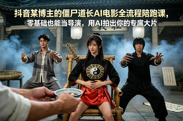 抖音某博主的僵尸道长AI电影全流程陪跑课，零基础也能当导演，用AI拍出你的专属大片 - 觅资源