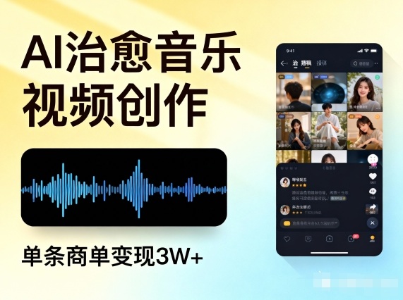 AI做治愈音乐视频，多平台投稿，单条商单变现3W+|YX网创