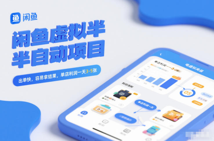 闲鱼虚拟半自动项目，出单快，容易拿结果，单店利润一天3-5张|YX网创