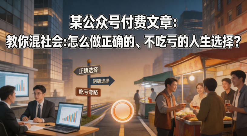 某公众号付费文章：教你混社会：怎么做正确的、不吃亏的人生选择？ - 觅资源