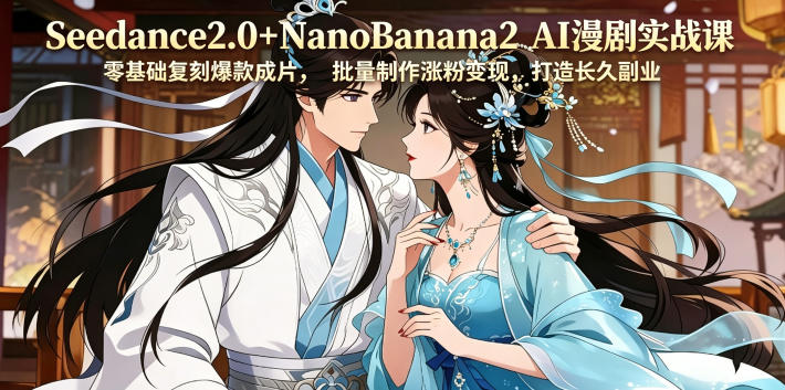 Seedance2.0+NanoBanana2 AI漫剧实战课，零基础复刻爆款成片涨粉变现，打造长久副业收益 - 觅资源
