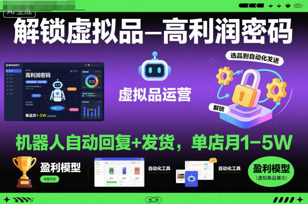 解锁虚拟品高利润密码：机器人自动回复+发货，单店月1-5W【揭秘】|YX网创