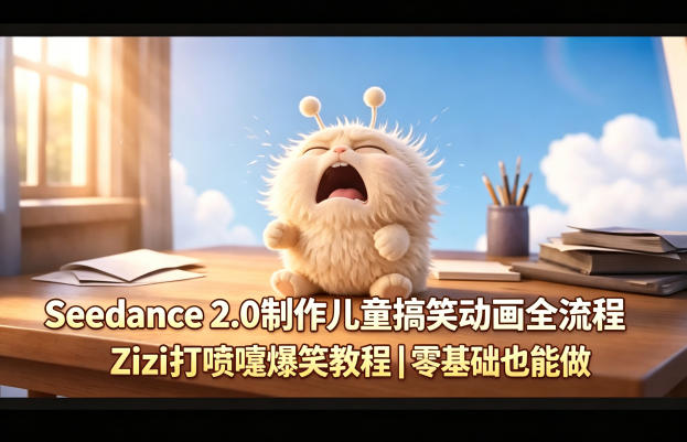 Seedance 2.0制作儿童搞笑动画全流程Zizi打喷嚏爆笑教程｜零基础也能做 - 觅资源