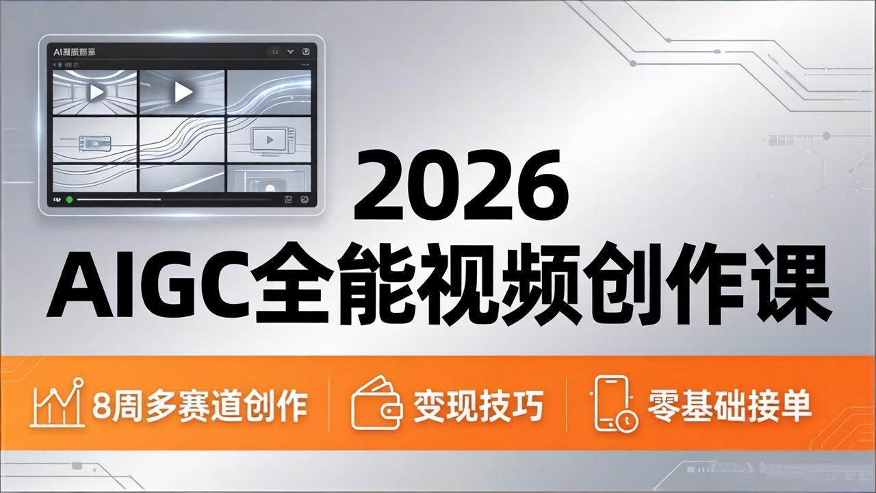 2026AIGC全能视频创作课，8周吃透多赛道创作+变现，零基础也能高效出片接单 - 觅资源