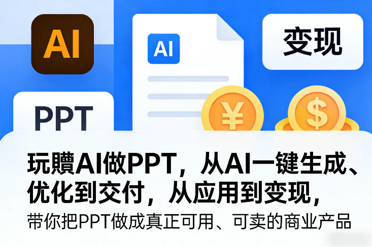 玩賺AI做PPT，从AI一键生成、优化到交付，从应用到变现，带你把PPT做成真正可用、可卖的商业产品(更新0513) - 觅资源