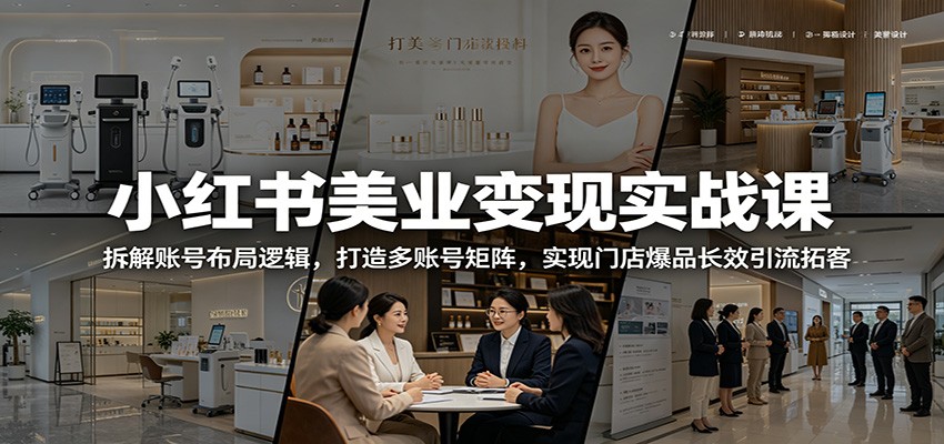 小红书美业变现实战课：拆解账号布局逻辑，打造多账号矩阵，实现门店爆品长效引流拓客 - 觅资源