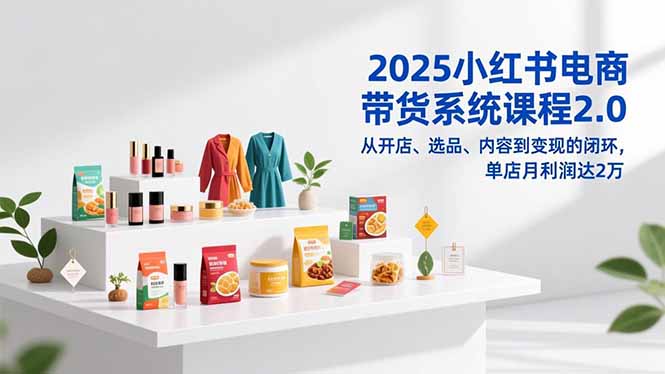 2025小红书电商带货系统课程2.0，从开店、选品、内容到变现的闭环，单店月利润达2万|YX网创