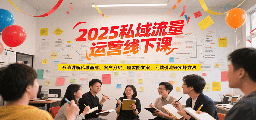 2025私域流量运营线下课，系统讲解私域基建/客户分层/朋友圈文案/公域引流等实操方法|YX网创