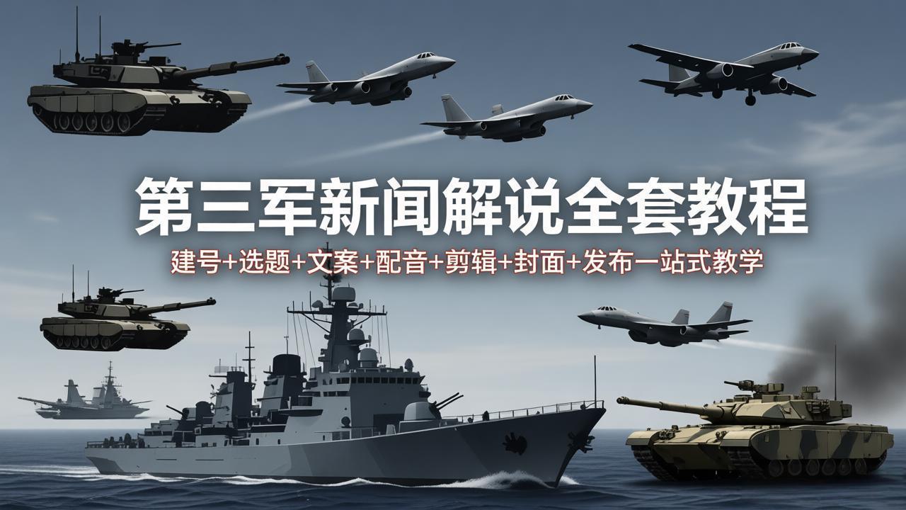 第三军迷新闻解说全套教程：建号+选题+文案+配音+剪辑+封面+发布一站式教学 - 觅资源