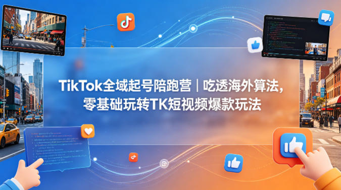 TikTok全域起号陪跑营｜吃透海外算法，零基础玩转TK短视频爆款玩法 - 觅资源