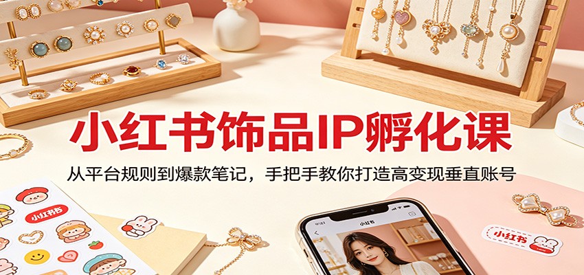 小红书饰品IP孵化课：从平台规则到爆款笔记，手把手教你打造高变现垂直账号 - 觅资源