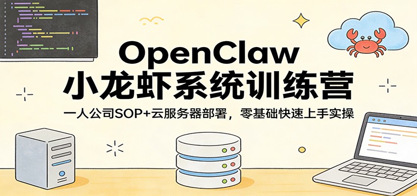 OpenClaw小龙虾系统训练营：一人公司SOP，云服务器部署，零基础快速上手实操 - 觅资源