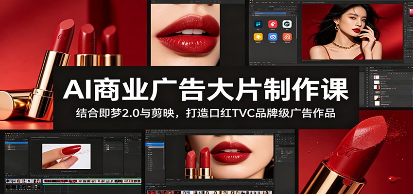AI商业广告大片制作课:结合即梦2.0与剪映,打造口红TVC品牌级广告作品 - 觅资源