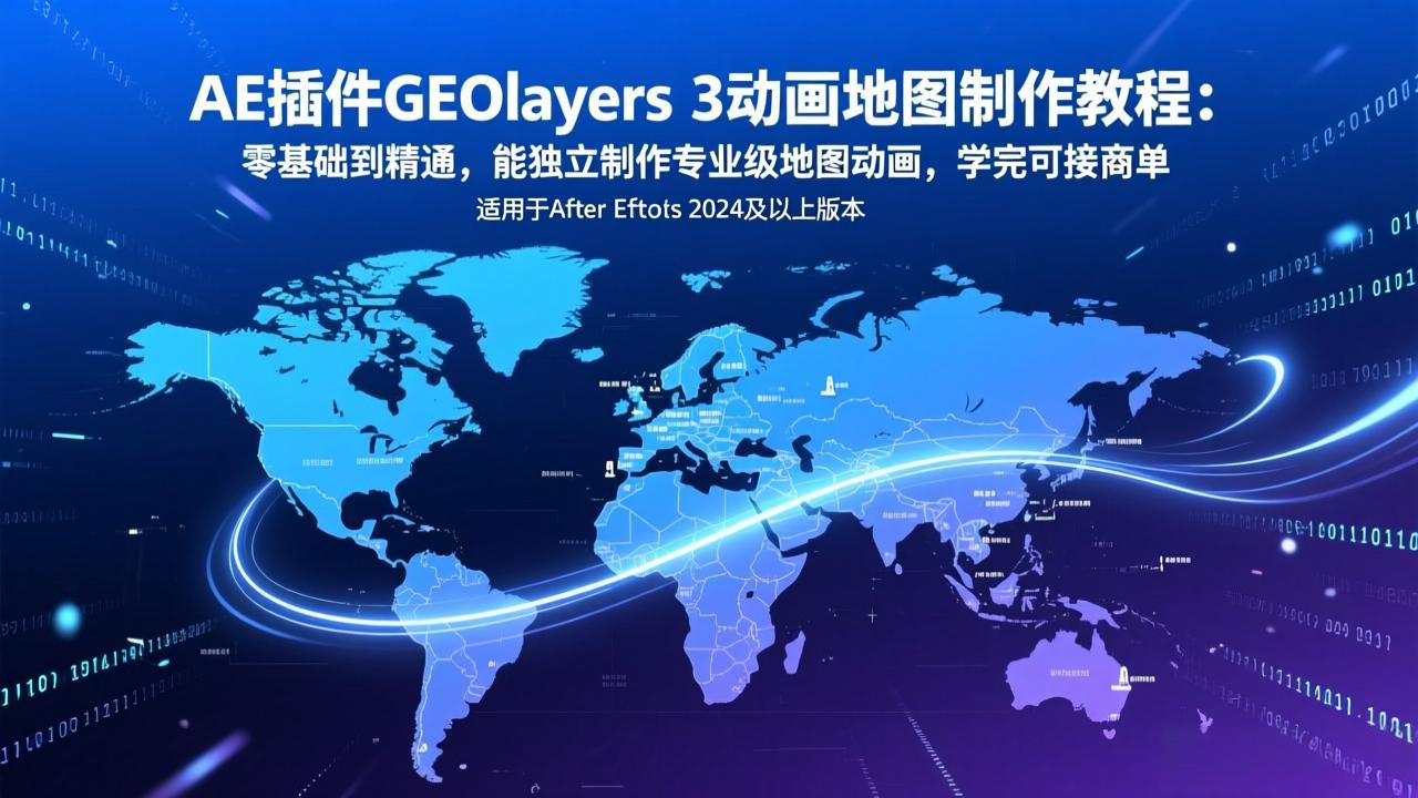 AE插件GEOlayers 3动画地图制作教程：零基础到精通，能独立制作专业级地图动画，学完可接商单|中创学习社